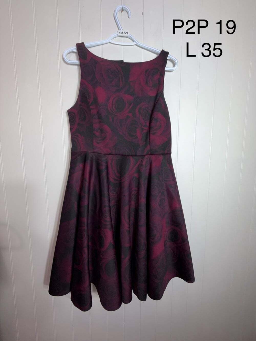 Elle by RW&CO Burgundy Rose Fit & Flare Dress – Size 10 - Picture 2 of 8
